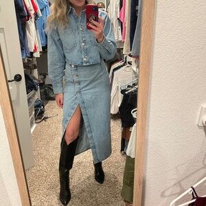CROSSOVER Z1975 DENIM MIDI SKIRT AND JACKET - Both Medium